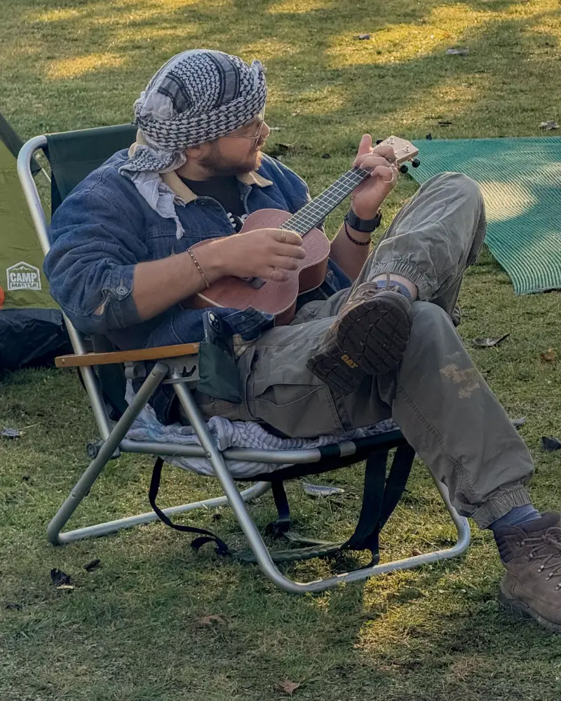 The original photo: a camping scene